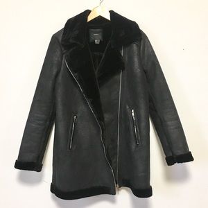 Moto Acne Style Jacket Faux Shearling / Leather